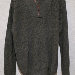 Cabela's Charcoal Crewneck Sweater with Button Accents